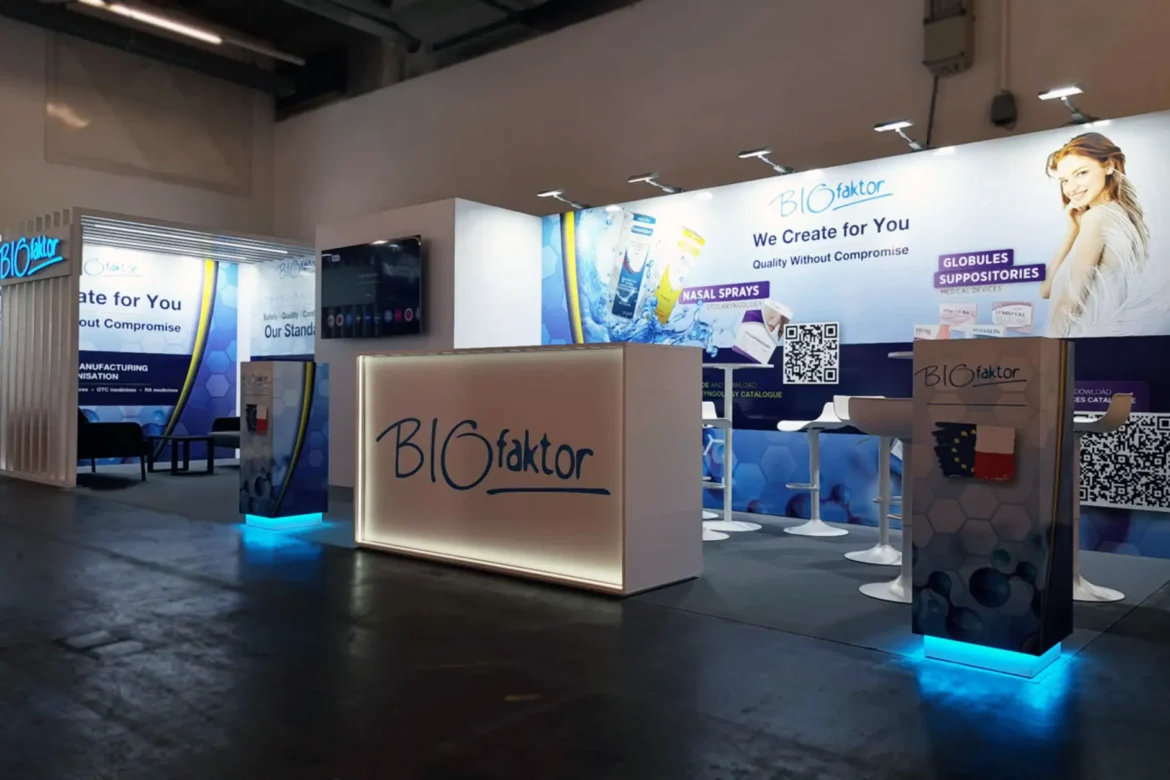 Stoisko targowe dla branży farmaceutycznej – widok ogólny z targów CPHI Frankfurt